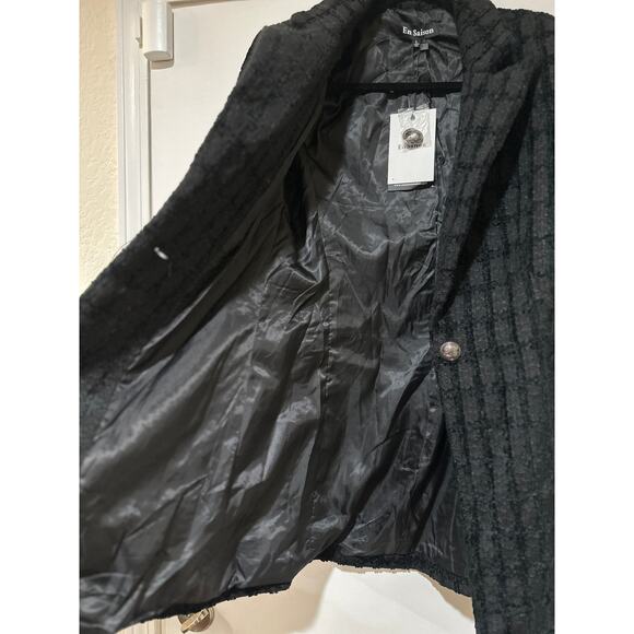 En Saison Melbrooke Tweed Single-Breasted Blazer Black Sz Large Runs Small NWT - Picture 10 of 16